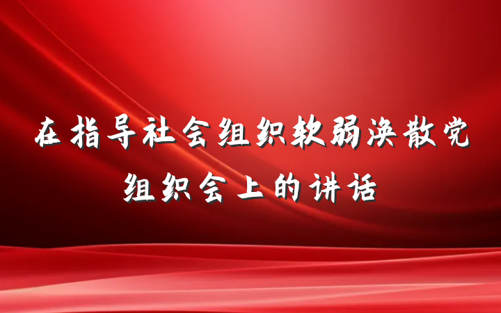 在指导社会组织软弱涣散党组织会上的讲话