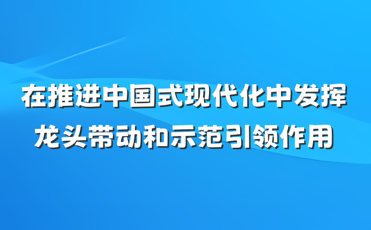 在推进中国式现代化中发挥龙头带动和示范引领作用