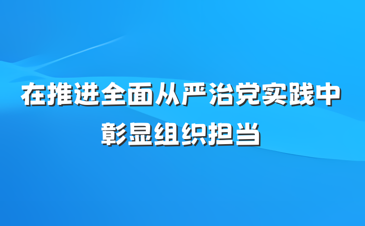 在推进全面从严治党实践中彰显组织担当