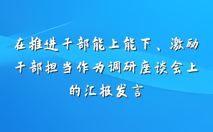 在推进干部能上能下、激励干部担当作为调研座谈会上的汇报发言