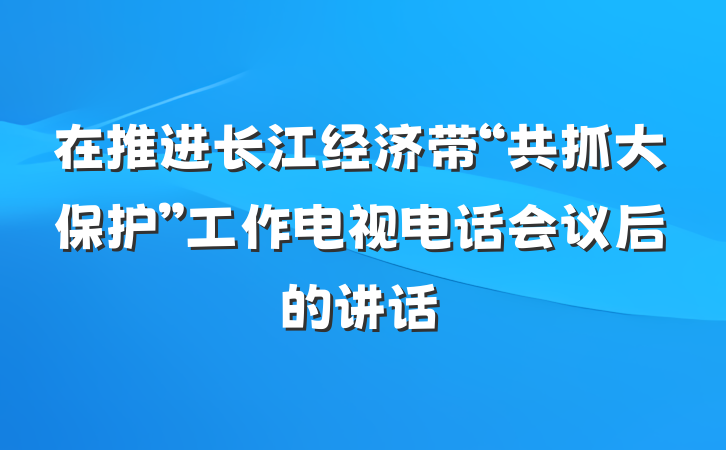 在推进长江经济带“共抓大保护”工作电视电话会议后的讲话