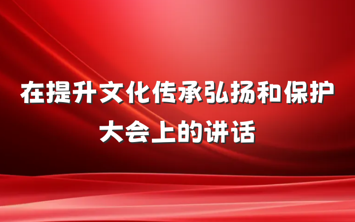 在提升文化传承弘扬和保护大会上的讲话