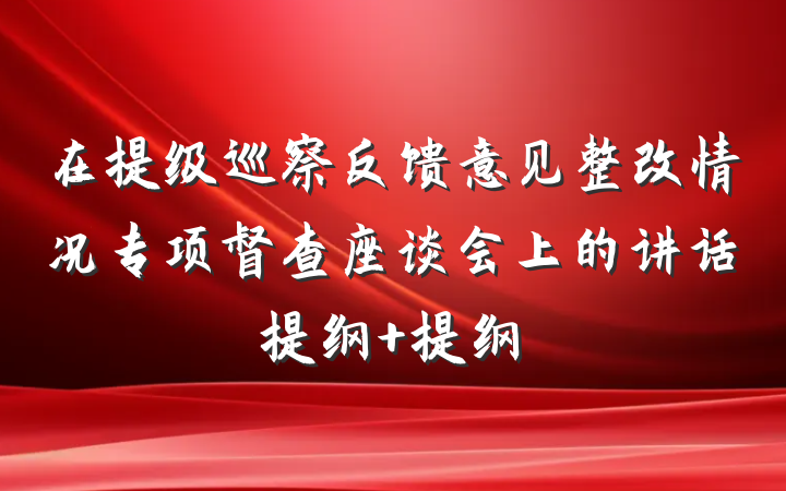 在提级巡察反馈意见整改情况专项督查座谈会上的讲话提纲 提纲