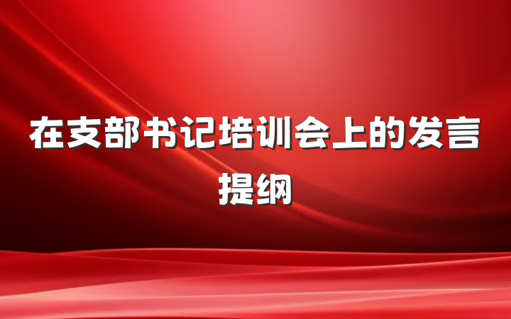 在支部书记培训会上的发言提纲