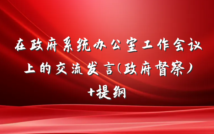 在政府系统办公室工作会议上的交流发言(政府督察) 提纲