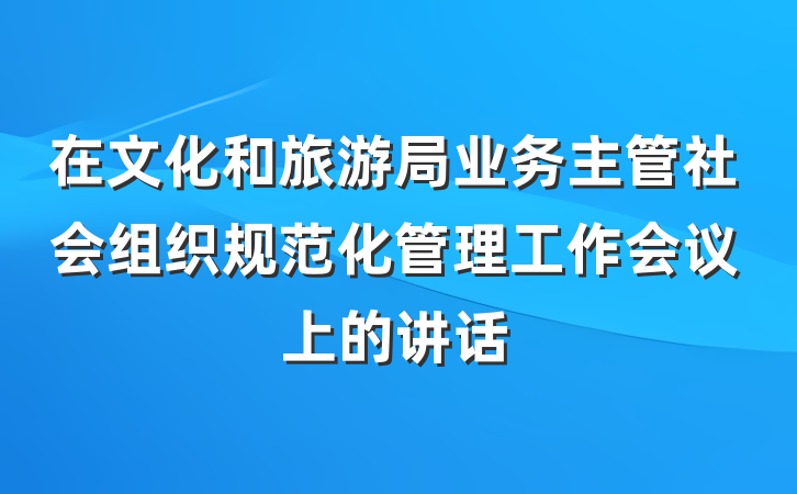 在文化和旅游局业务主管社会组织规范化管理工作会议上的讲话