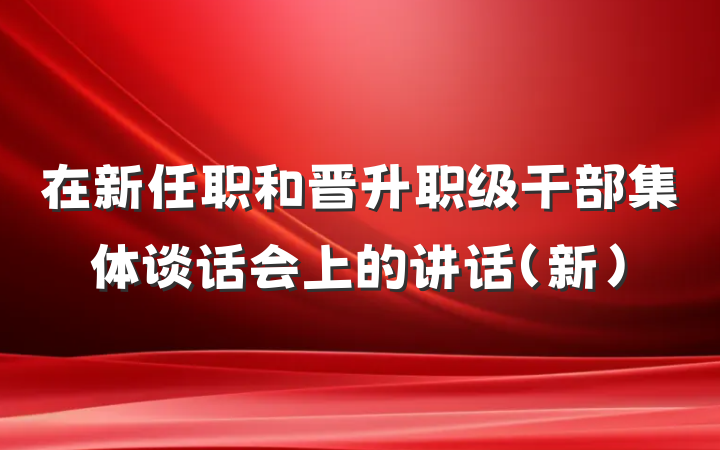 在新任职和晋升职级干部集体谈话会上的讲话（新）