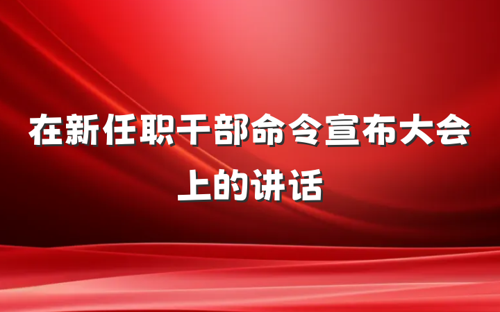 在新任职干部命令宣布大会上的讲话