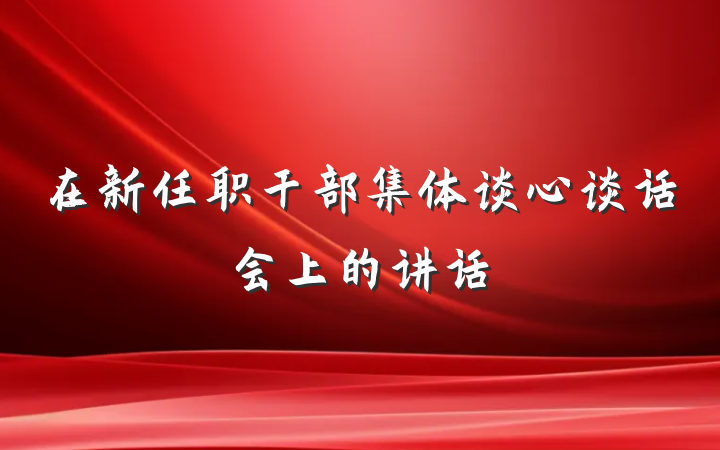 在新任职干部集体谈心谈话会上的讲话