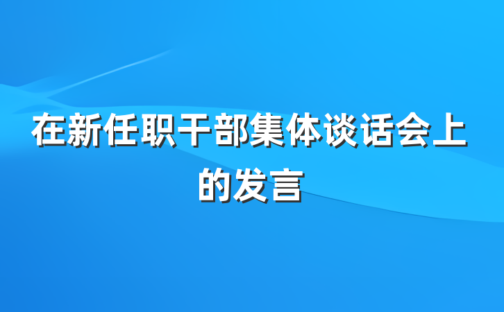 在新任职干部集体谈话会上的发言