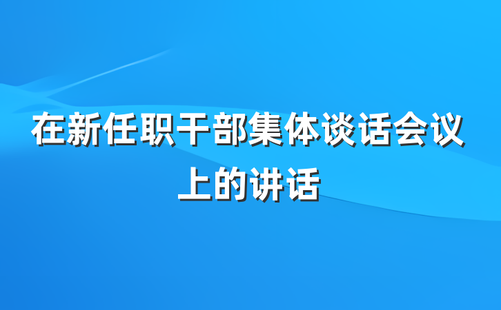 在新任职干部集体谈话会议上的讲话
