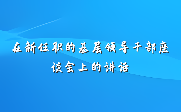 在新任职的基层领导干部座谈会上的讲话