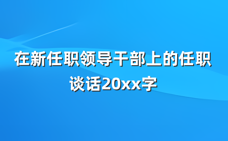 在新任职领导干部上的任职谈话20xx字
