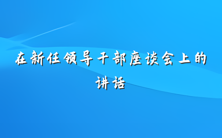 在新任领导干部座谈会上的讲话