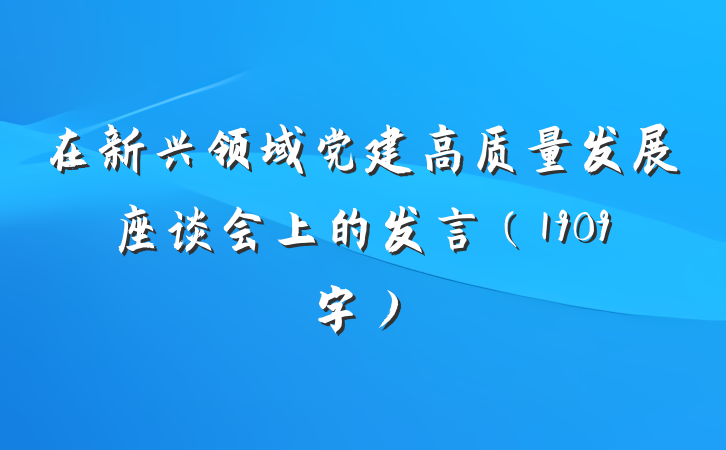 在新兴领域党建高质量发展座谈会上的发言（1909字）