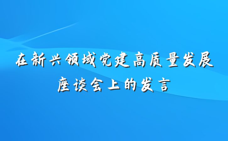 在新兴领域党建高质量发展座谈会上的发言