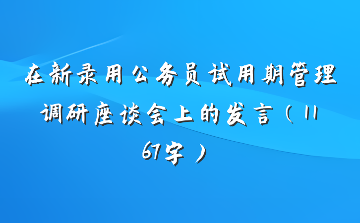 在新录用公务员试用期管理调研座谈会上的发言（1167字）