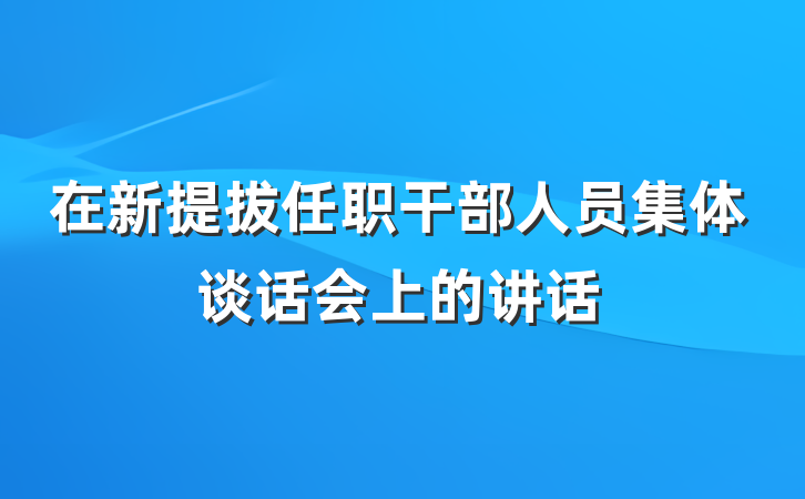 在新提拔任职干部人员集体谈话会上的讲话
