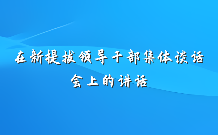 在新提拔领导干部集体谈话会上的讲话