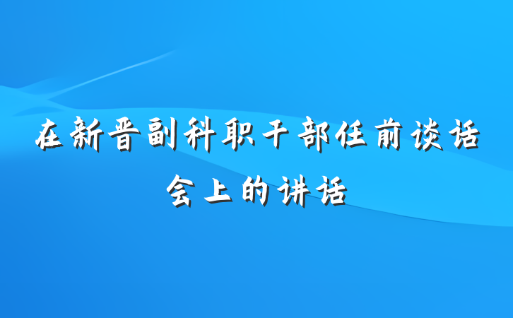 在新晋副科职干部任前谈话会上的讲话
