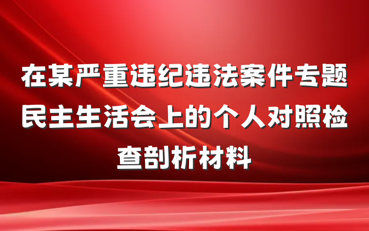 在某严重违纪违法案件专题民主生活会上的个人对照检查剖析材料