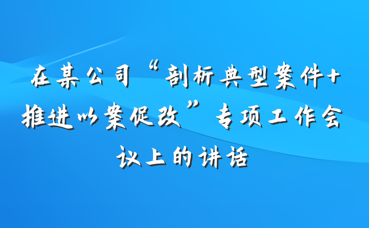 在某公司“剖析典型案件 推进以案促改”专项工作会议上的讲话