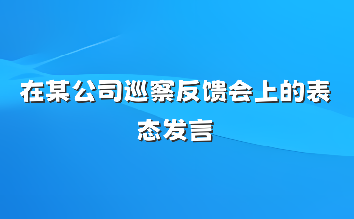 在某公司巡察反馈会上的表态发言