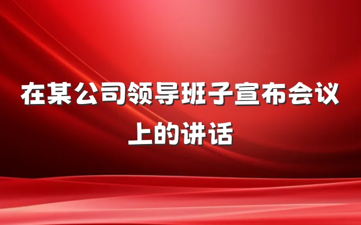 在某公司领导班子宣布会议上的讲话