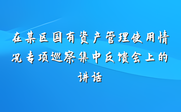 在某区国有资产管理使用情况专项巡察集中反馈会上的讲话