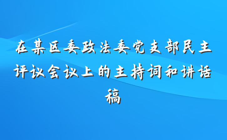 在某区委政法委党支部民主评议会议上的主持词和讲话稿