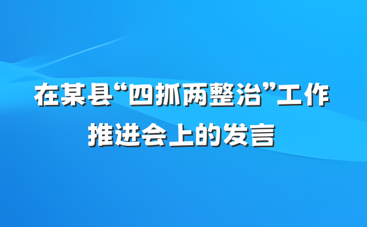 在某县“四抓两整治”工作推进会上的发言