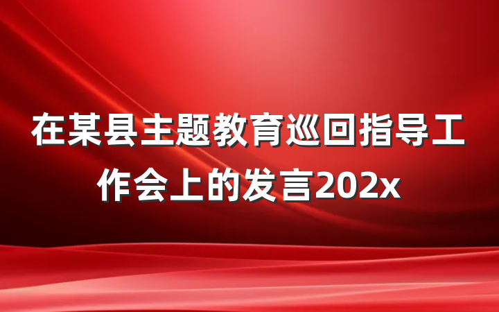在某县主题教育巡回指导工作会上的发言202x