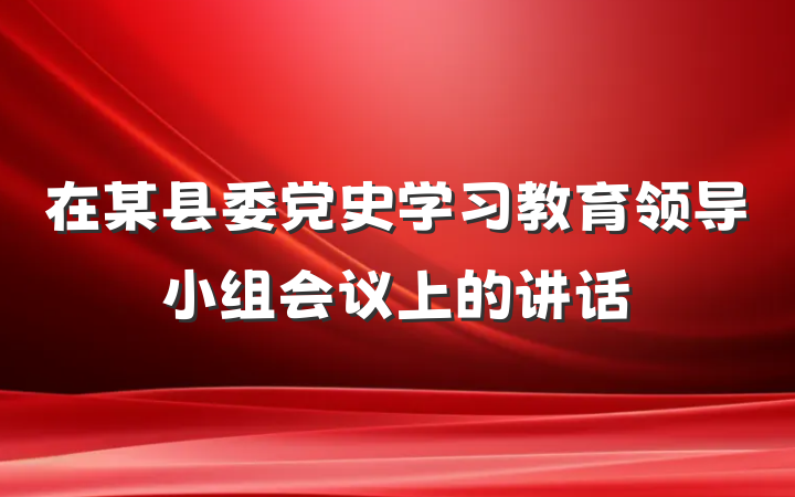 在某县委党史学习教育领导小组会议上的讲话