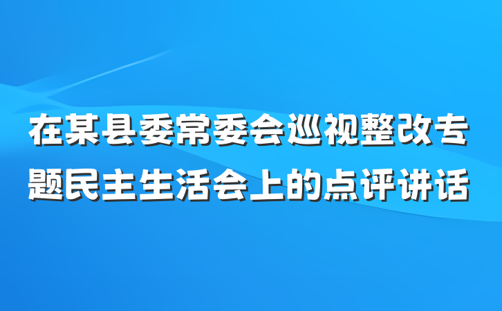 在某县委常委会巡视整改专题民主生活会上的点评讲话