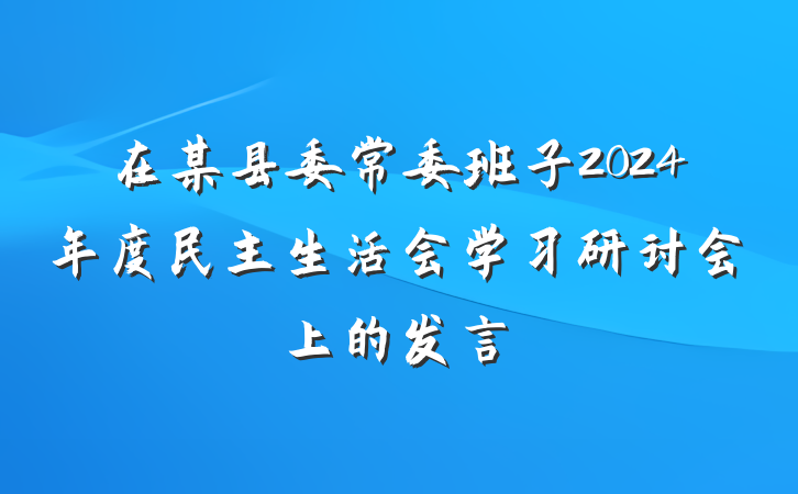 在某县委常委班子2024年度民主生活会学习研讨会上的发言