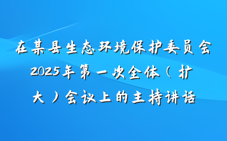 在某县生态环境保护委员会2025年第一次全体(扩大)会议上的主持讲话