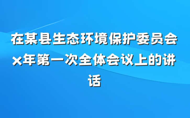 在某县生态环境保护委员会x年第一次全体会议上的讲话