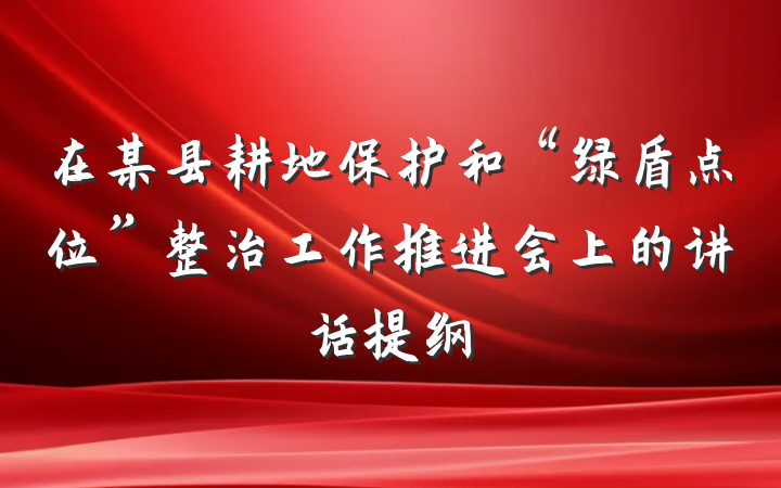 在某县耕地保护和“绿盾点位”整治工作推进会上的讲话提纲