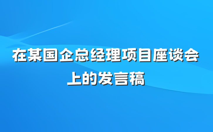 在某国企总经理项目座谈会上的发言稿
