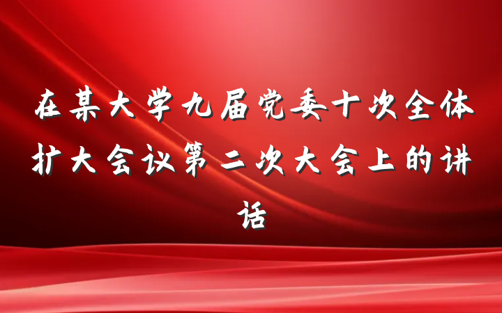 在某大学九届党委十次全体扩大会议第二次大会上的讲话