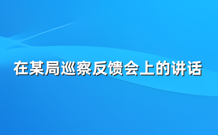 在某局巡察反馈会上的讲话