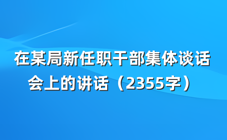 在某局新任职干部集体谈话会上的讲话（2355字）