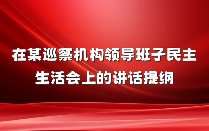在某巡察机构领导班子民主生活会上的讲话提纲