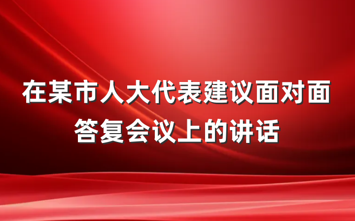 在某市人大代表建议面对面答复会议上的讲话