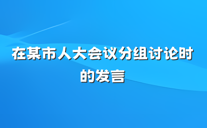 在某市人大会议分组讨论时的发言