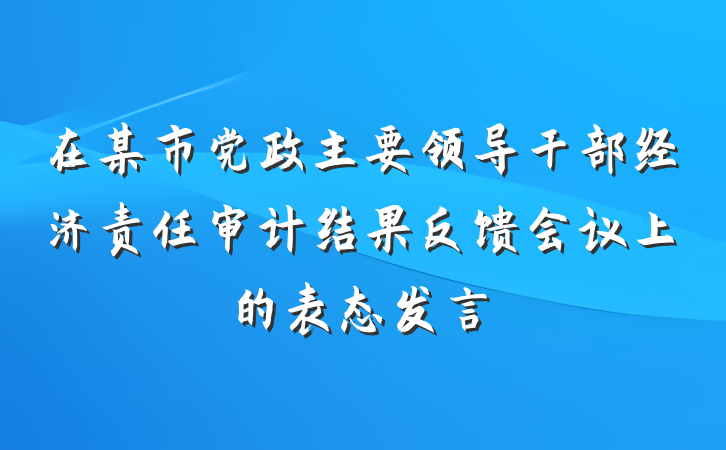 在某市党政主要领导干部经济责任审计结果反馈会议上的表态发言