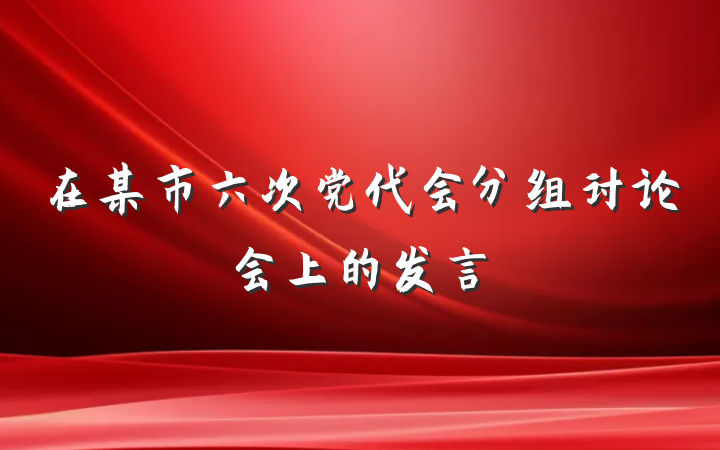 在某市六次党代会分组讨论会上的发言