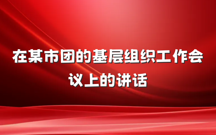 在某市团的基层组织工作会议上的讲话