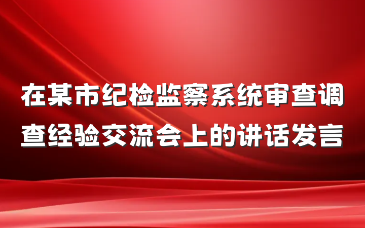 在某市纪检监察系统审查调查经验交流会上的讲话发言