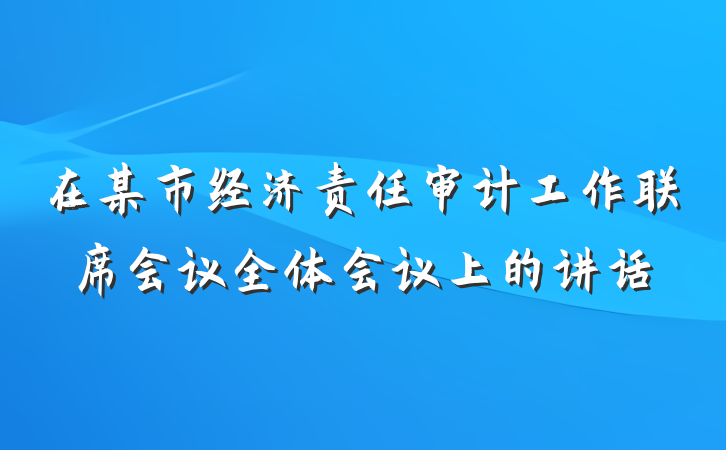 在某市经济责任审计工作联席会议全体会议上的讲话